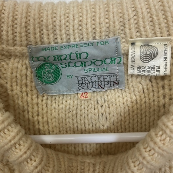 Hackett and Turpin wool cable sweater size 42 cream Mairtin Standan Spiddal - Picture 2 of 6